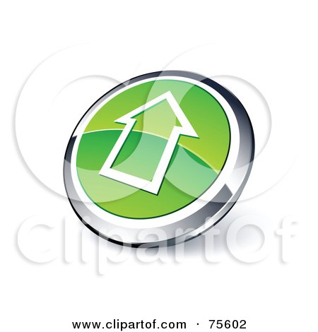 Royalty-Free (RF) Clipart Illustration Of A Round Green And Chrome 3d Up Arrow Outline Web Site Button by beboy