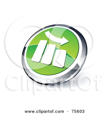 Royalty-Free (RF) Clipart Illustration Of A Round Green And Chrome 3d Down Hill Graph Web Site Button by beboy