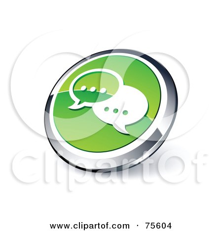 Royalty-Free (RF) Clipart Illustration Of A Round Green And Chrome 3d Messenger Bubbles Web Site Button by beboy