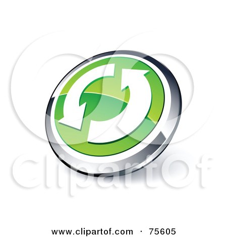 Royalty-Free (RF) Clipart Illustration Of A Round Green And Chrome 3d Circling Arrows Web Site Button by beboy