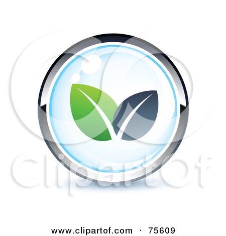 Royalty-Free (RF) Clipart Illustration of a Blue And Chrome Leafy Web Site Button by beboy