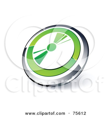 Royalty-Free (RF) Clipart Illustration Of A Round Green And Chrome 3d CD Web Site Button by beboy