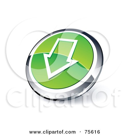Royalty-Free (RF) Clipart Illustration Of A Round Green And Chrome 3d Down Arrow Outline Web Site Button by beboy