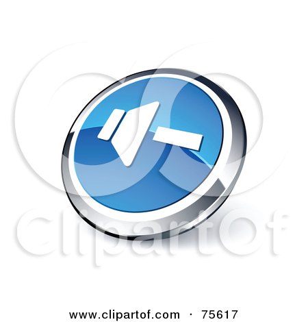 Royalty-Free (RF) Clipart Illustration Of A Round Blue And Chrome 3d Volume Down Web Site Button by beboy