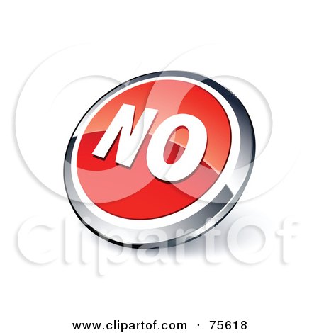 Royalty-Free (RF) Clipart Illustration Of A Round Red And Chrome 3d No Web Site Button by beboy