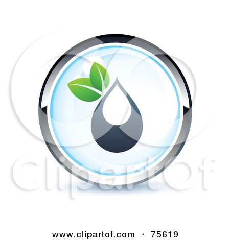 Royalty-Free (RF) Clipart Illustration of a Blue And Chrome Waterdrop Web Site Button by beboy