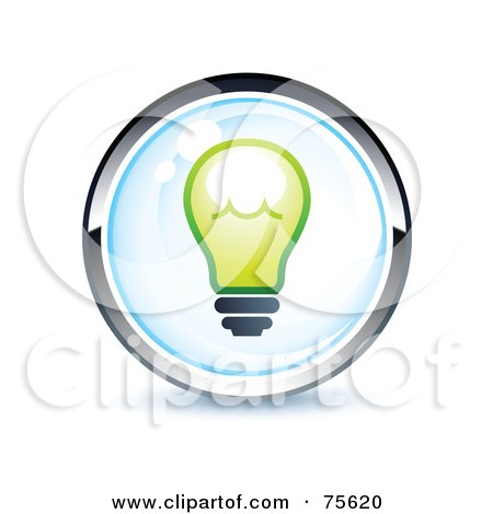 Royalty-Free (RF) Clipart Illustration of a Blue And Chrome Light Bulb Web Site Button by beboy