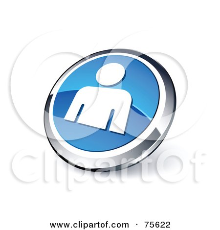Royalty-Free (RF) Clipart Illustration Of A Round Blue And Chrome 3d Man Web Site Button by beboy