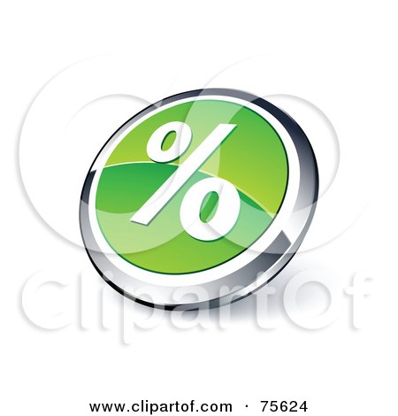 Royalty-Free (RF) Clipart Illustration Of A Round Green And Chrome 3d Percent Web Site Button by beboy