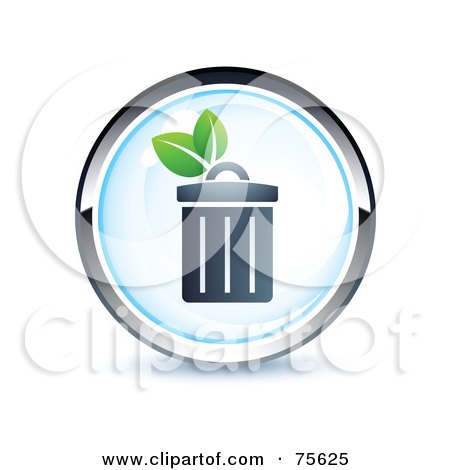 Royalty-Free (RF) Clipart Illustration of a Blue And Chrome Garbage Web Site Button by beboy