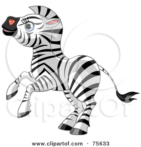 Royalty-Free (RF) Clipart Illustration of an Energetic Zebra Rearing Up by Pushkin