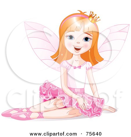 Royalty-Free (RF) Clipart Illustration of a Dirty Blond Ballerina Fairy Princess Sitting by Pushkin