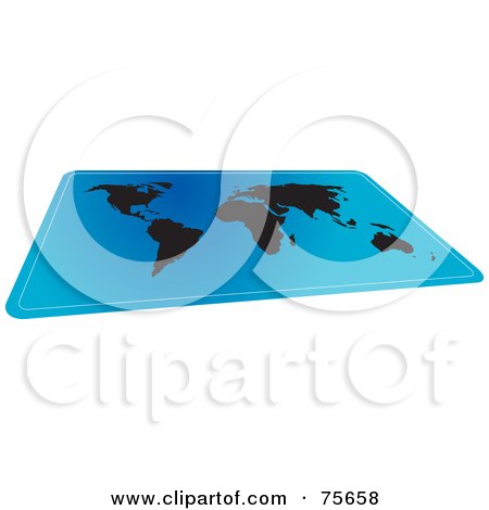 Royalty-Free (RF) Clipart Illustration of a Blue And Black World Atlas Map by Lal Perera