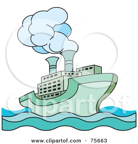Royalty-Free (RF) Clipart Illustration of a Green Steamer Cruise Ship by Lal Perera