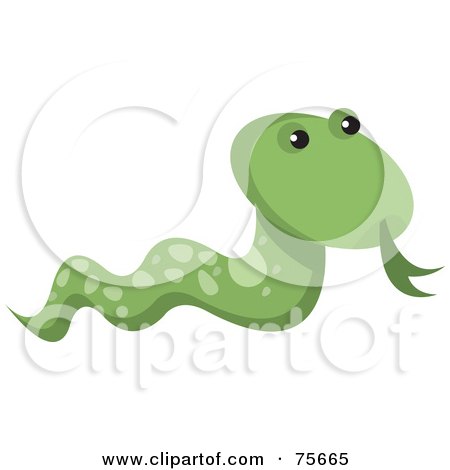 Royalty-Free (RF) Clipart Illustration of a Spotted Green Snake With A Green Tongue by Lal Perera