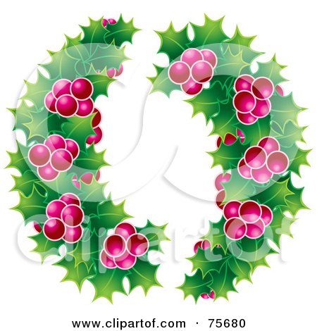 Royalty-Free (RF) Clipart Illustration of Christmas Holly Garlands With Pink Berries by Lal Perera
