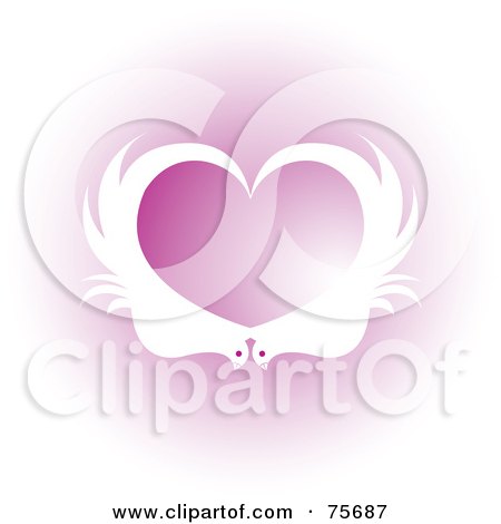 Royalty-Free (RF) Clipart Illustration of White Birds Forming A Heart Over Pink by Lal Perera