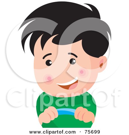 Royalty-Free (RF) Clipart Illustration of a Happy Asian Boy Steering A Wheel by Lal Perera