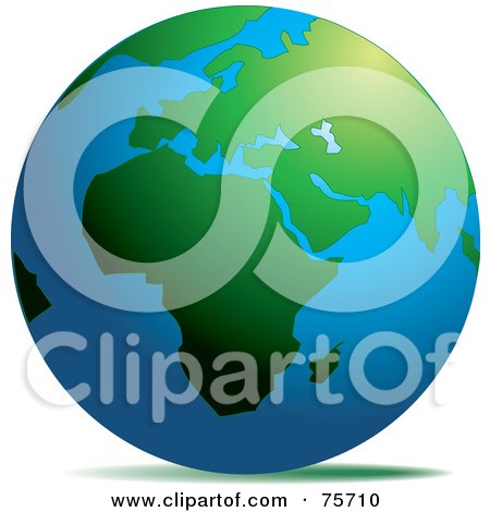 Royalty-Free (RF) Clipart Illustration of a Blue Earth With Green Continents Of Africa And Europe by Lal Perera