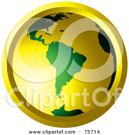 Royalty-Free (RF) Clipart Illustration of a Glowing Green And Gold Globe by Lal Perera