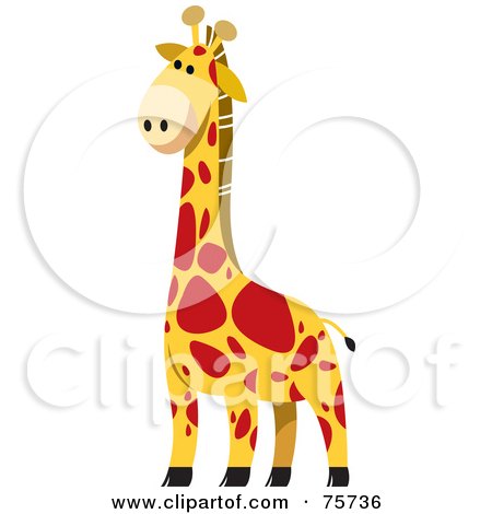 Royalty-Free (RF) Clipart Illustration of a Tall Yellow Giraffe With Red Spots by Lal Perera