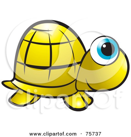 Royalty-Free (RF) Clipart Illustration of a Golden Tortoise With Big Blue Eyes by Lal Perera