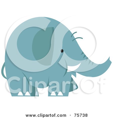 Royalty-Free (RF) Clipart Illustration of a Chubby Blue Elephant With Tusks by Lal Perera