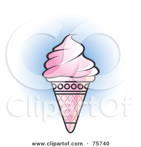 Royalty-Free (RF) Clipart Illustration of a Pink Waffle Cone With Pink Frozen Yogurt Ice Cream by Lal Perera