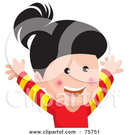 Royalty-Free (RF) Clipart Illustration of a Hyper Asian Girl Jumping by Lal Perera