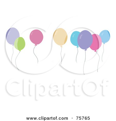 Royalty-Free (RF) Clipart Illustration of Floating Colorful Pastel Party Balloons by peachidesigns