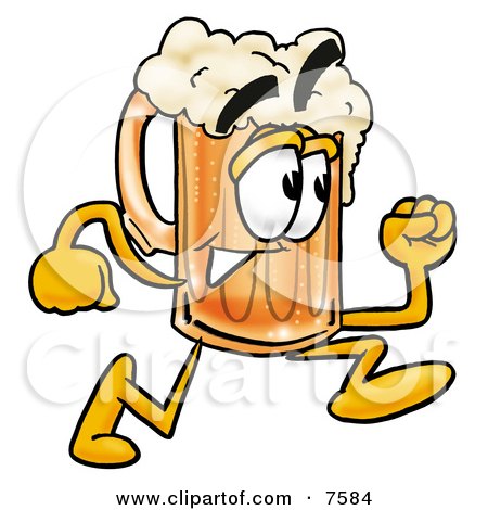 Clipart Picture of a Beer Mug Mascot Cartoon Character Running by Mascot Junction