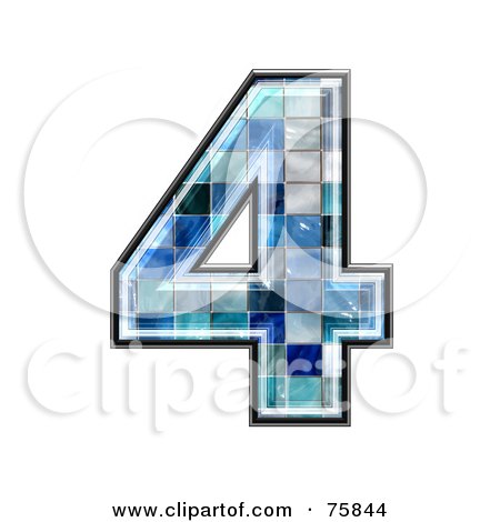 Royalty-Free (RF) Clipart Illustration of a Blue Tile Symbol; Number 4 by chrisroll