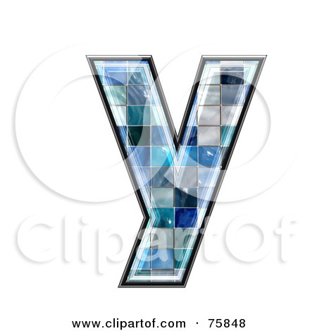 Royalty-Free (RF) Clipart Illustration of a Blue Tile Symbol; Lowercase Letter y by chrisroll