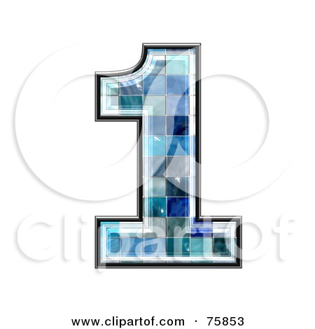 Royalty-Free (RF) Clipart Illustration of a Blue Tile Symbol; Number 1 by chrisroll