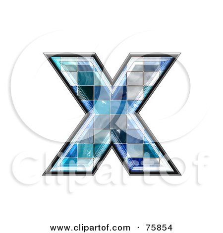 Royalty-Free (RF) Clipart Illustration of a Blue Tile Symbol; Lowercase Letter x by chrisroll