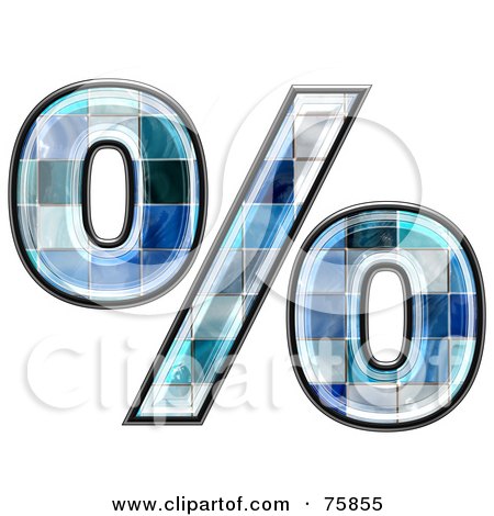 Royalty-Free (RF) Clipart Illustration of a Blue Tile Symbol; Percent by chrisroll