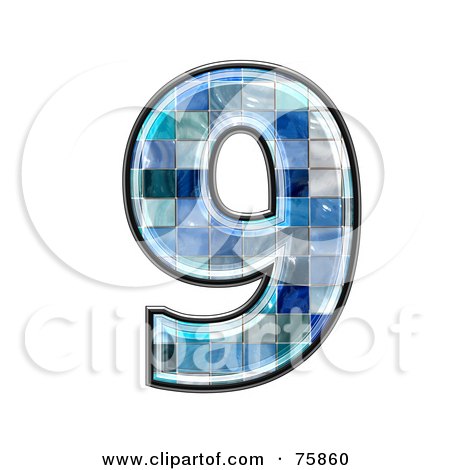 Royalty-Free (RF) Clipart Illustration of a Blue Tile Symbol; Number 9 by chrisroll