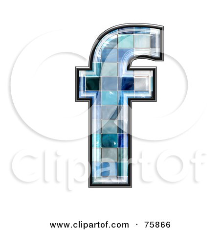 Royalty-Free (RF) Clipart Illustration of a Blue Tile Symbol; Lowercase Letter f by chrisroll