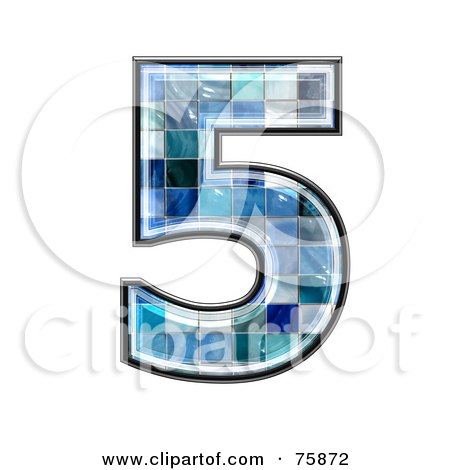 Royalty-Free (RF) Clipart Illustration of a Blue Tile Symbol; Number 5 by chrisroll