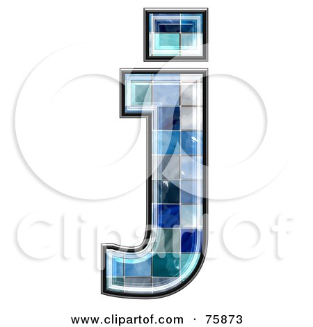 Royalty-Free (RF) Clipart Illustration of a Blue Tile Symbol; Lowercase Letter j by chrisroll