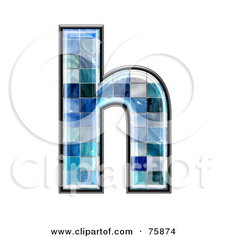 Royalty-Free (RF) Clipart Illustration of a Blue Tile Symbol; Lowercase Letter h by chrisroll