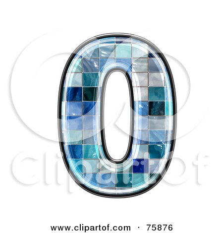 Royalty-Free (RF) Clipart Illustration of a Blue Tile Symbol; Number 0 by chrisroll