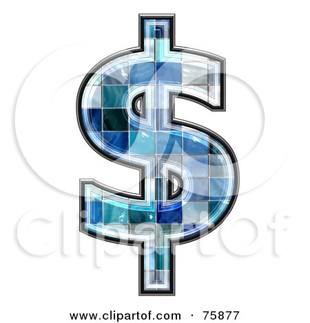 Royalty-Free (RF) Clipart Illustration of a Blue Tile Symbol; Dollar by chrisroll