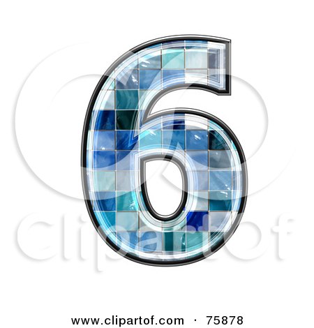Royalty-Free (RF) Clipart Illustration of a Blue Tile Symbol; Number 6 by chrisroll