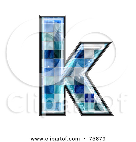 Royalty-Free (RF) Clipart Illustration of a Blue Tile Symbol; Lowercase Letter k by chrisroll