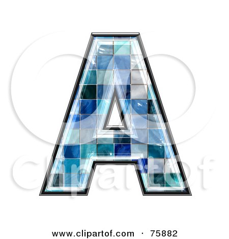 Royalty-Free (RF) Clipart Illustration of a Blue Tile Symbol; Capital Letter A by chrisroll