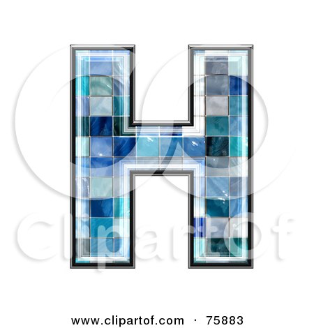 Royalty-Free (RF) Clipart Illustration of a Blue Tile Symbol; Capital Letter H by chrisroll