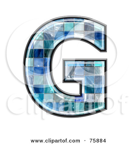 Royalty-Free (RF) Clipart Illustration of a Blue Tile Symbol; Capital Letter G by chrisroll