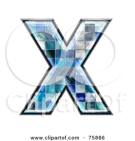 Royalty-Free (RF) Clipart Illustration of a Blue Tile Symbol; Capital Letter X by chrisroll