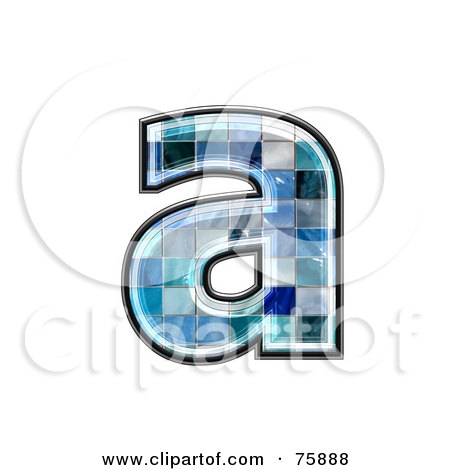 Royalty-Free (RF) Clipart Illustration of a Blue Tile Symbol; Lowercase Letter a by chrisroll
